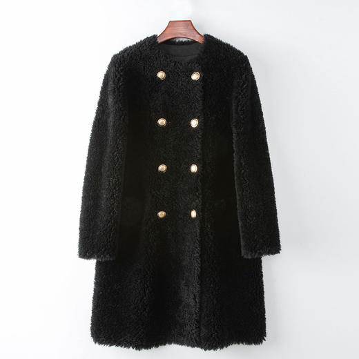 丁摩 冬季新款时尚长款羊剪绒大衣羊毛颗粒皮草外套女4ZF-4821C 商品图0