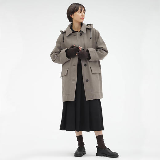 MHL BASIC WOOL MELTON 女式连帽羊毛大衣 商品图1