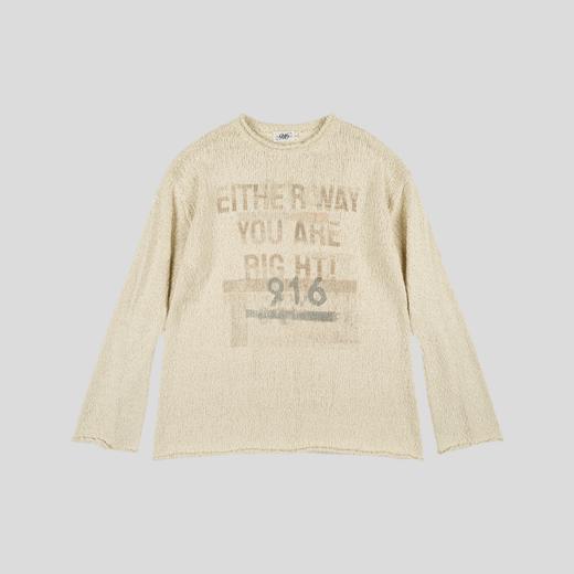 GOODBAI 916 slogan印花圆领镂空长袖针织衫 商品图2