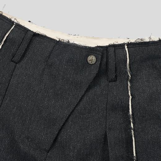 GOODBAI 916 撞色毛边斜襟廓形直筒西装裤 商品图3