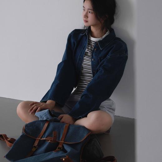 顺丰包邮14812洛诗琳2025春季新款复古Polo领短款牛仔外套158210 商品图1