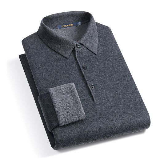 【含羊毛加绒加厚】罗蒙颗粒绒加绒polo衫男士保暖毛衣男毛衫 商品图3