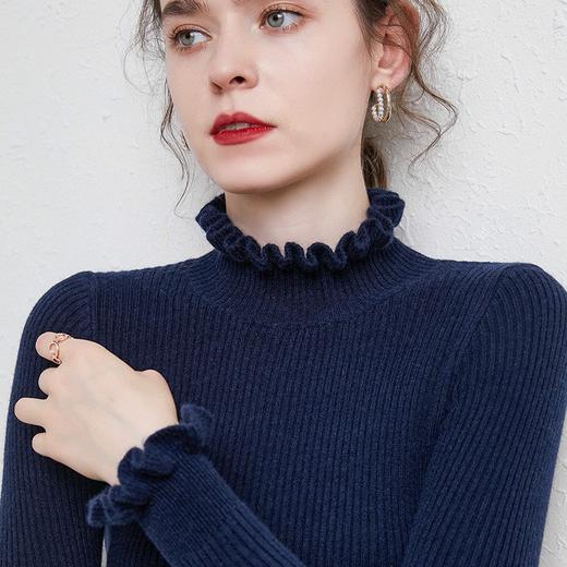 雀说高领大码内搭修身木耳边长袖打底衫套头针织衫AL2135 商品图2