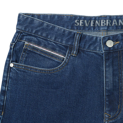 【含羊毛】柒牌男装牛仔裤男2024秋冬新款舒适丹宁直筒百搭长裤子127H70350 商品图2