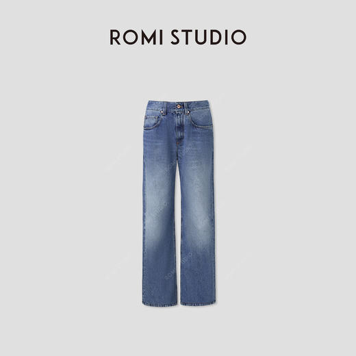 ROMI STUDIO“复古丹宁”精梳长绒棉洗水直筒牛仔裤 431K9167 商品图0