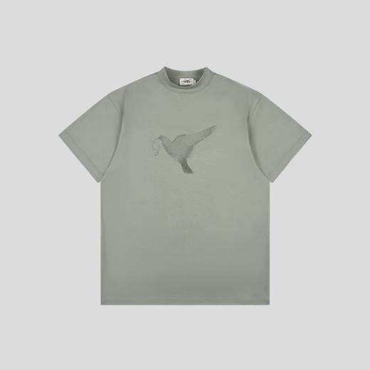 GOODBAI 916 模糊白鸽花体G印花oversize短袖T恤 商品图3