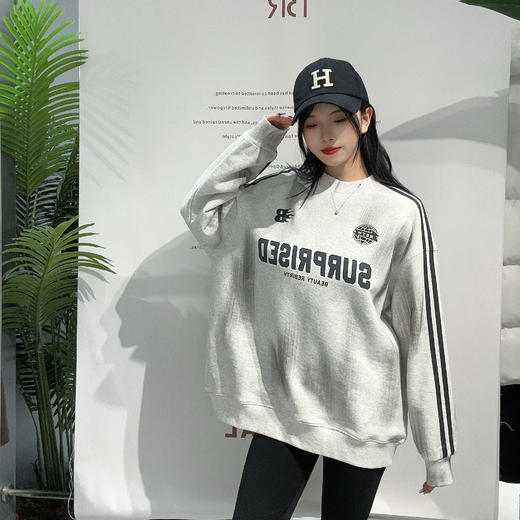 ZB晕染做旧织带拼接长袖卫衣（灰） 冬季 244010650321 商品图4