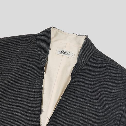 GOODBAI 916 仿中山领毛边纽扣垫肩撞色毛边西装外套 商品图3