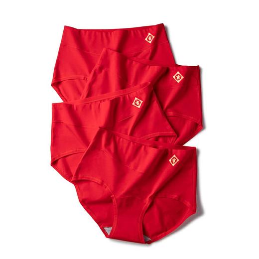 丁摩 3条高腰本命年大红女士内裤纯棉透气7A级抗菌加长裆提臀三角裤现货4ZF-6175 商品图4