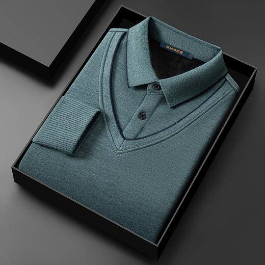 【含绵羊毛】罗蒙加绒加厚男士毛衣保暖舒适针织衫男假两件毛衣男 商品图5