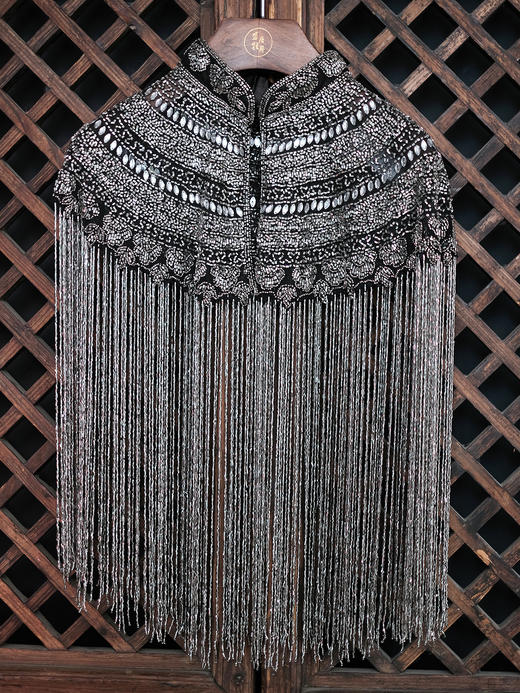 盛唐牡丹|银灰色串珠披肩 商品图0