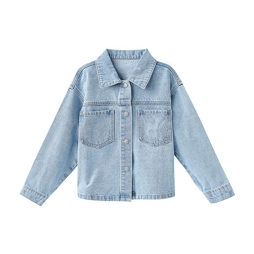 笛莎Deesha 童装女童外套2025春新款爱心刺绣牛仔外套 商品图4