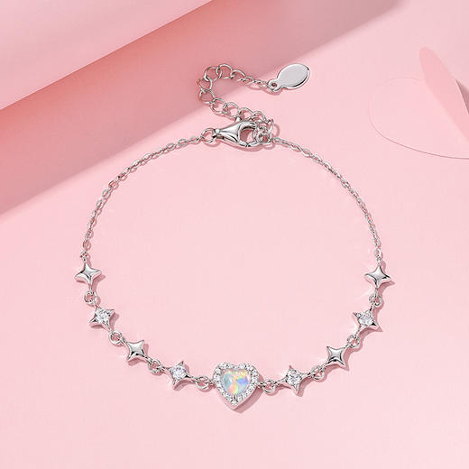 卡蒂罗/KADER 幻彩爱心手链 在逃公主甜美可爱满钻设计大颗彩色爱心宝石拼接链 心动甜梦璀璨吸睛星点银链 商品图8