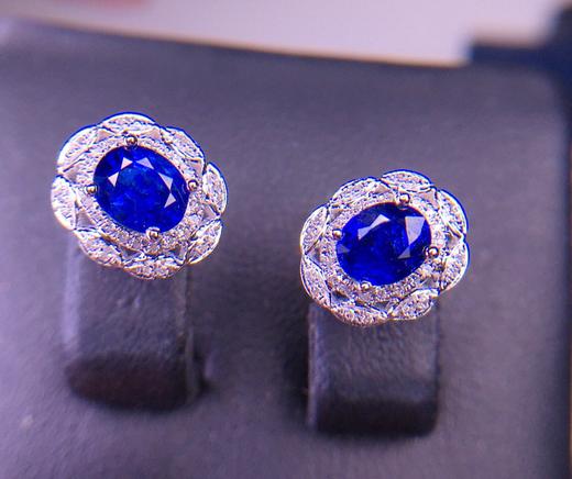 1.12ct刻面蓝宝石耳钉 商品图1