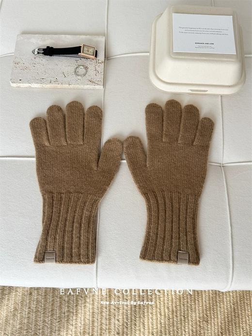 丁摩 美拉德色系澳洲100%纯羊毛围巾手套套装纯色坑条情侣保暖围脖秋冬4ZF-123002 商品图7