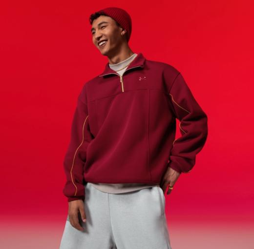 安德玛UA 男子CNY中国新年高克重毛圈1/4拉链上衣6006005-625 商品图1