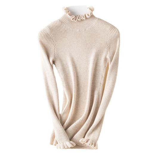 雀说高领大码内搭修身木耳边长袖打底衫套头针织衫AL2135 商品图4