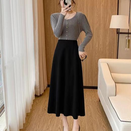 雀说时髦减龄优雅风醋酸羊绒女士半身裙秋冬新款百搭高腰显瘦半身长裙ALZW26359 商品图1