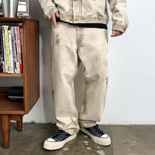 徐太浪美式高街做旧脏脏直筒休闲裤男春秋宽松个性运动阔腿长裤子 商品图0