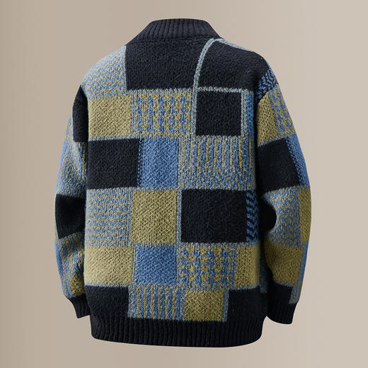 【色块拼接】罗蒙加厚粗针针织开衫男士外套时尚外套男士针织衫毛衣 商品图2