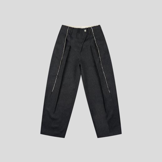 GOODBAI 916 撞色毛边斜襟廓形直筒西装裤 商品图1