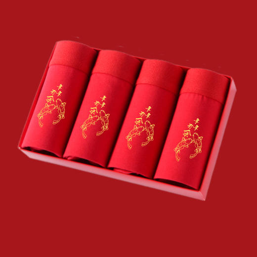 丁摩 蛇年男士平角大红内裤纯棉中腰本命年短裤新年喜庆抑菌红内裤4ZF-123006 商品图8