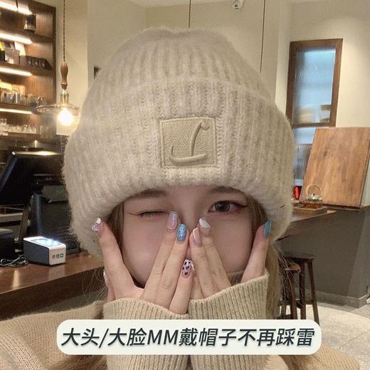 「9.9到手！四色可选」帽子大头毛线帽子女秋冬季新款宽松保暖堆堆冷帽大脸显脸护耳针织配饰 商品图2