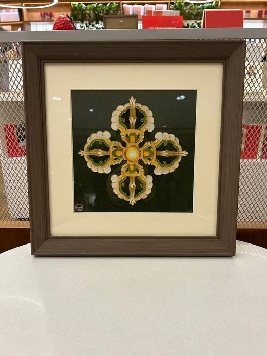 敦煌十字金刚杵金掐丝珐琅团花唐卡框画（绿底） 商品图0