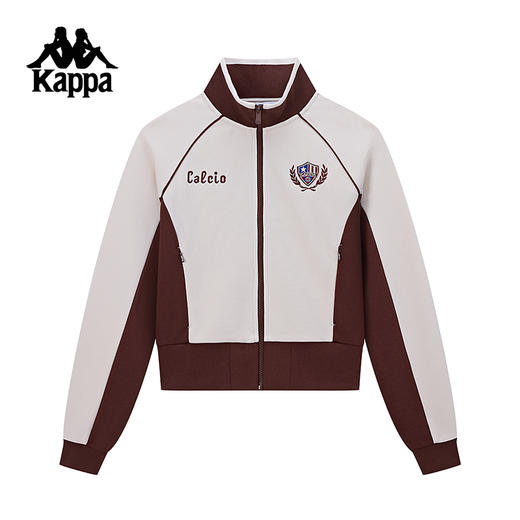 Kappa卡帕背靠背女款针织运动外套复古休闲开衫夹克撞色立领上衣K0F22WK02 商品图1