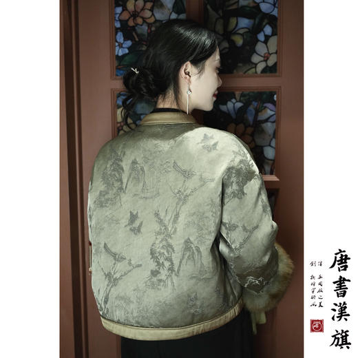 【雾野山茶】新中式国风羽绒服女秋冬外套浮雕提花刺绣上衣白鸭绒人丝袖口狐狸毛 商品图3