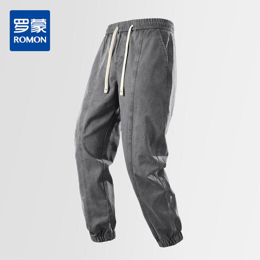 【100棉】罗蒙水洗棉拼接裤子男束脚运动休闲裤长裤工装裤男 商品图0