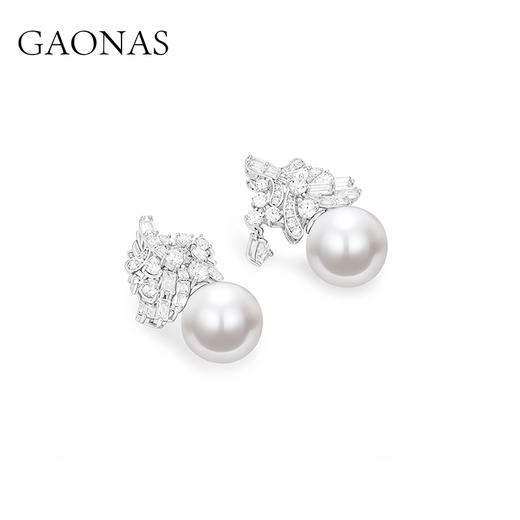 GAONAS 925银仿珍珠耳饰 水仙一色 优雅贵气美白色珠耳环 11220EW 商品图1