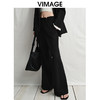 VIMAGE纬漫纪中式盘扣装饰设计感黑色微喇长裤休闲裤2025春季新款V2305901 商品缩略图2
