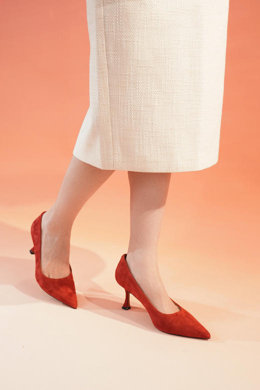 Westory2025年春季绒面尖头高跟简约通勤百搭浅口单鞋W25AE57961 商品图7