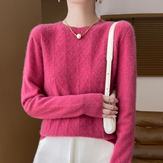2024新款无缝一线羊毛衫圆领花型套头羊毛针织上衣NG-920 商品图1