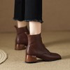 【预售5天】秋冬加绒前拉链方头粗跟时装短靴法式小羊皮马丁靴女LD&6132 商品缩略图4