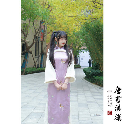 【紫羽仙子】秋冬季加厚紫色马甲旗袍套装精美刺绣 商品图4