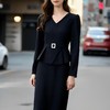 奢姿2025年春装新款大码女装气质V领连衣裙胖妹妹腰带设计裙子3223802531 商品缩略图4