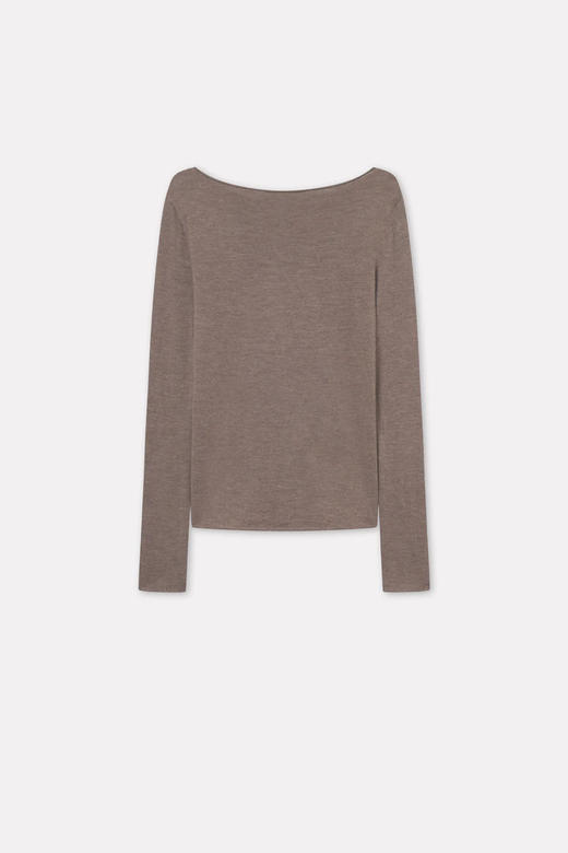 Mark Kenly Domino Tan  苔棕色KOBA卷边领羊绒针织衫 商品图4