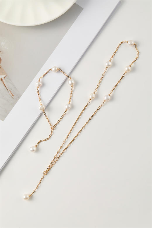 pearl moments珍刻 E小调 巴洛克金链珍珠项链 商品图5