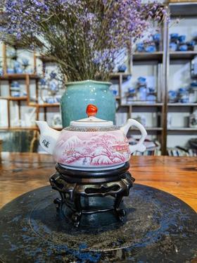 玛瑙红雪景山水＜踏雪访友＞壶