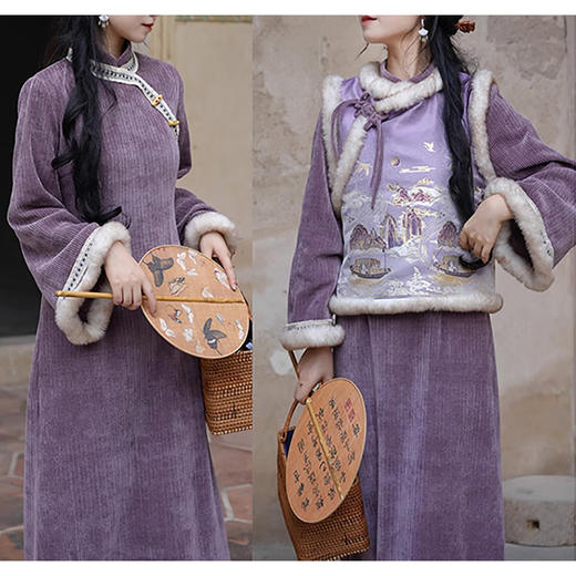 裁缝学苑AS399新中式改良国风旗袍纸样马甲两件套倒大袖连衣裙样板 商品图3