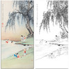 陈少梅山水人物工笔画白描底稿《婴戏图》临摹勾线高清打印稿SM16 商品缩略图0