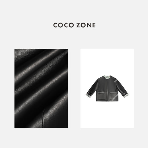 COCO ZONE秋冬国风新中式圆领时尚绵羊皮气质皮衣外套 23C30826 商品图2