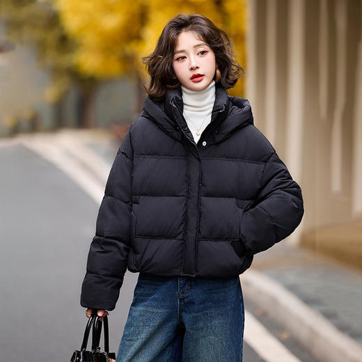 宽松休闲加厚白鸭绒，保暖连帽短外套面包羽绒服ZYFB2591 商品图3
