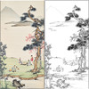 陈少梅山水人物四尺工笔画白描底稿《松荫对弈图 》临摹勾线高清打印稿SM17 商品缩略图0
