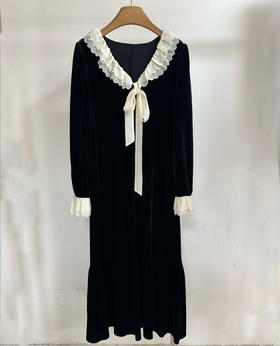 【门店同款】ENJOY冬季自由意志赫本珍珠花边连衣裙 159993139