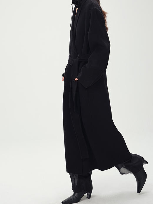 HOSIKARI｜HO22AW29BK 黑色羊绒⼤⾐外套  [ 黑 ] 商品图3