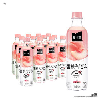 可口可乐（Coca-Cola）美汁源 无糖饮料 蜜桃气泡饮 480ml*12瓶 整箱装 商品图0