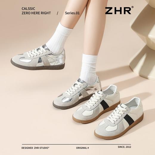 ZHR则则复古增高德训鞋女春季新款透气软底休闲鞋耐磨防滑板鞋女 商品图0